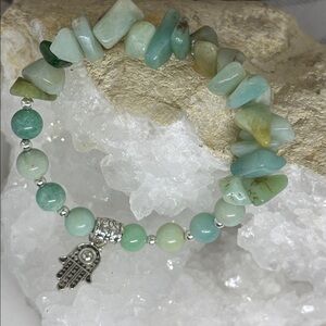 Amazonite  Genuine Stone, Yogi Collection, Layering Stretch Bracelet